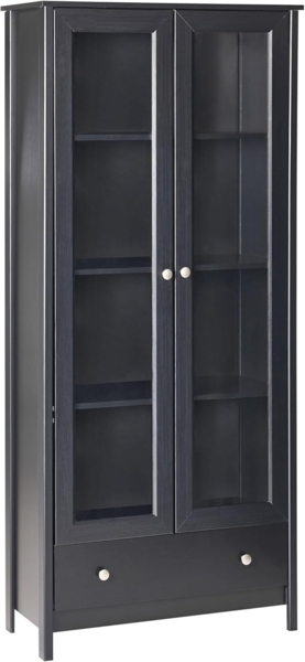 Beliani 'NORNALUP' Vitrine, Holz Schwarz, 180 x 80 x 35 cm