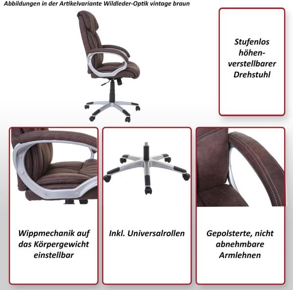 Mendler 'HWC-A71' Chefsessel, Stoff / Textil Wildleder-Optik braun, max. 120 kg, FSC® Bild 3