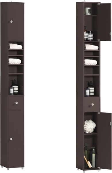 SoBuy Hochschrank BZR34 Badezimmerschrank mit 5 Fächern Badschrank Badregal