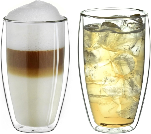 Creano Teeglas Doppelwandiges Thermoglas 400ml „DG-SH“, Borosilikatglas, 2 Gläser