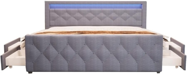 HOME DELUXE Polsterbett VELARA - 180 x 200 cm Dunkelgrau