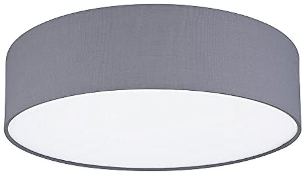 Deckenleuchte, Textil anthrazit, weiß, rund, L 40 cm