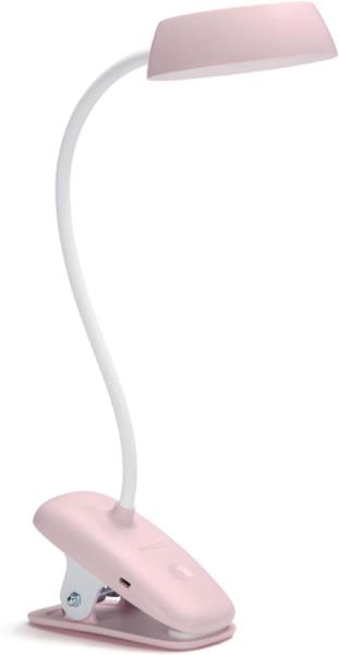 Philips LED-Tischleuchte Donutclip, 2,3W, flexibel formbar, kühlweißes Licht (4. 000K), dimbar, pink