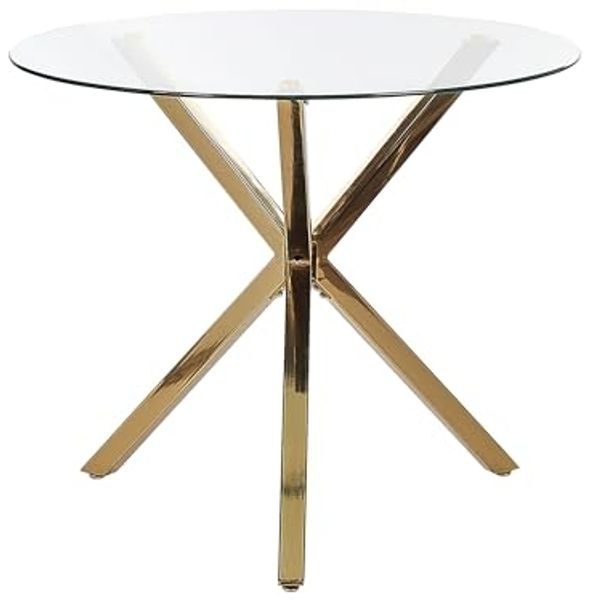 Esstisch 'Savoni' Glas transparent / gold ⌀ 90 cm