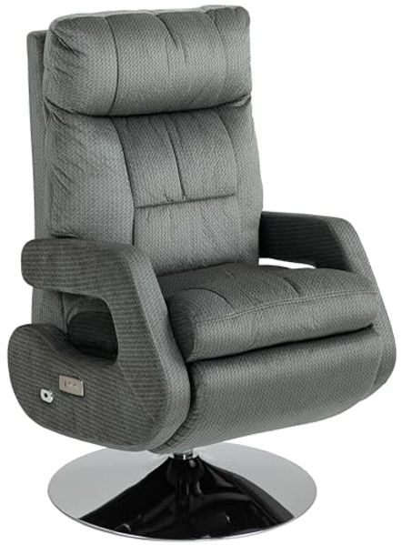 HOMCOM Relaxsessel Fernsehsessel mit Liegefunktion (Drehbar Liegesessel mit USB-Ladeanschluss, 1-St, Verstellbare Rückenlehne und Fußstütze), für Wohnzimmer, Dunkelgrau