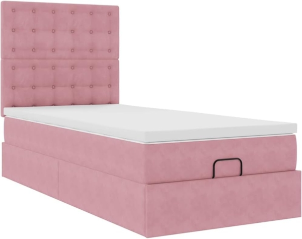 Ottoman-Bett mit Matratzen Rosa 90x190 cm Samt 3314437