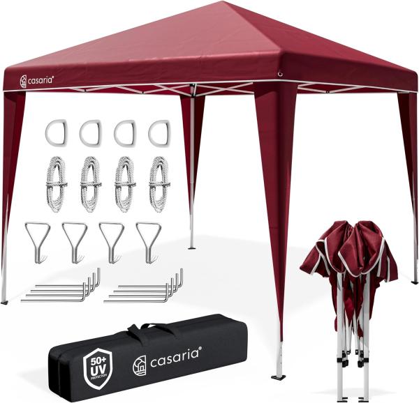 Deuba Pavillon Capri 3x3 m wasserdicht Pop-Up inklusive Tasche UV-Schutz 50 plus Faltpavillon Gartenzelt Partyzelt rot Farbauswahl 100387 Polyester