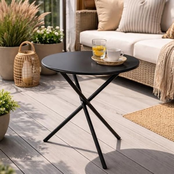 Bistrotisch Balkontisch Beistelltisch rund Schwarz Stahl Ø48xH48cm