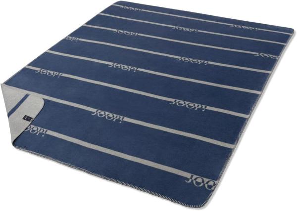 JOOP Wohndecke Logo Stripes|150x200 cm| navy