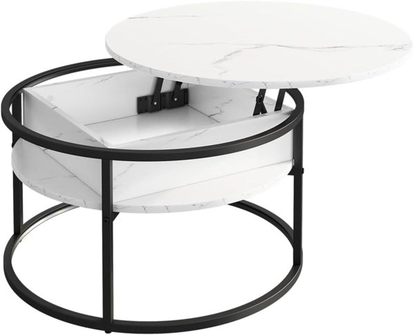 Couchtisch Marlo Marmor Weiß 77 x 77 cm Vicco