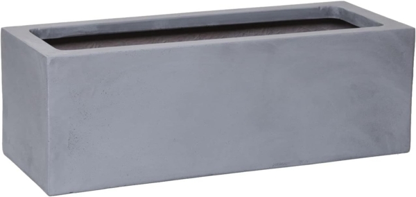 VIVANNO Balkonkasten Fiberglas FLOBO Kasten, Grau Beton-Design 45x17x15 cm