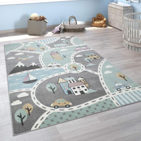 Kinderteppich »Capri 318«, Paco Home, rund, Höhe 9 mm, Straßen-Spiel-Teppich, Kinderzimmer