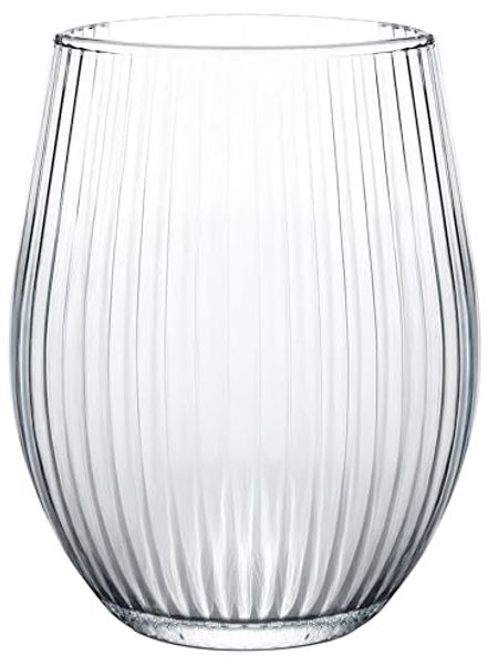 KONZEPT Gläser-Set Geriffelte Glas 500 ml, Trinkgläser, Wassergläser spülmaschinenfest, 4-tlg, Gläser mit ihrer abgerundeten Form