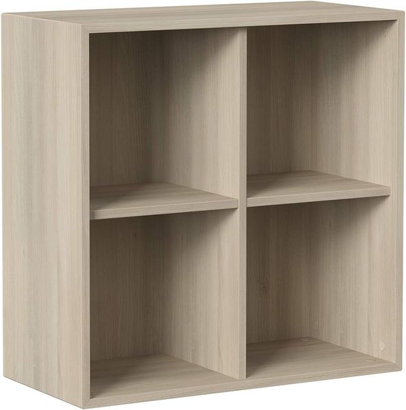 Iconico Home QBE, Wandwürfel mit 4 Fächern, Eingang, Wohnzimmer, Schlafzimmer, Jugendzimmer, Arbeitszimmer, 75 x 35 x 75 cm, Eiche
