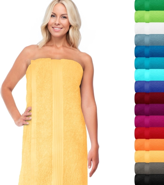 Lashuma Saunatuch Linz, Frottee (1-St), Gelbes Badetuch zum Liegen 70x200 cm
