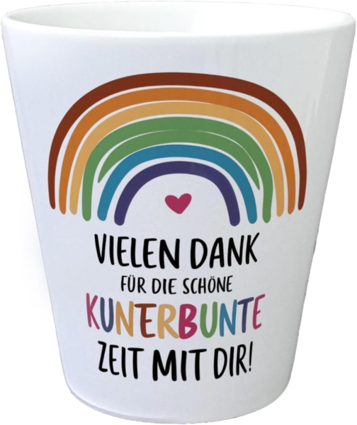 speecheese Blumentopf Vielen Dank für die kunterbunte Zeit Blumentopf mit Regenbogen