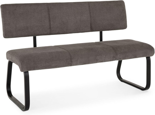 IDIMEX Essbank VILAS, Essbank mit Rückenlehne gepolstert für 3 Personen, Sitzbank dunkelgrau