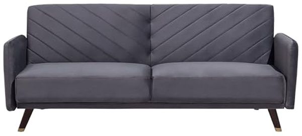 Schlafsofa 3-Sitzer Samtstoff grau SENJA