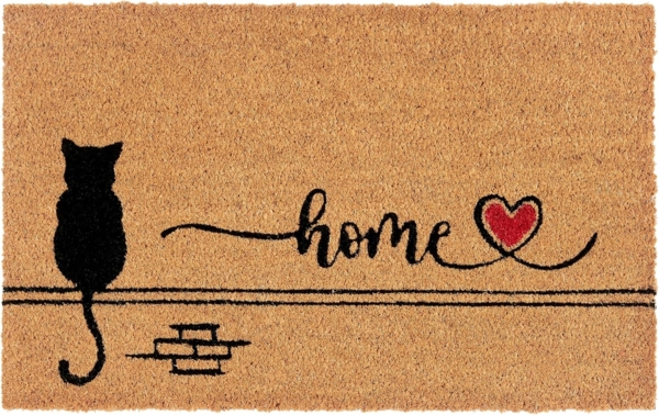HANSE Home Fußmatte Kokos Cat Home, Türmatte, rechteckig, Höhe: 15 mm, Schmutzfangmatte, Rutschfest, Outdoor, Innen, Außen, Kokosmatte, Flur
