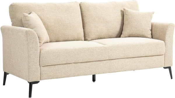 HOMCOM 2-Sitzer mit Leinenoptik, Metallbeine, gepolsterter, Doppelsofa 1 Teile, für Wohnzimmer, Schlafzimmer, 117 x 80 x 89 cm, Beige