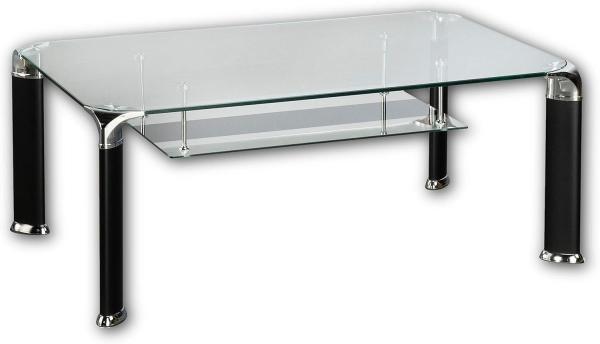 Stella Trading 'Alberto' mit Ablage, Couchtisch Glas/ Metall schwarz, 100 x 42 x 60 cm