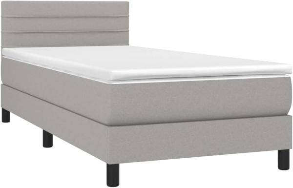 vidaXL Boxspringbett mit Matratze Hellgrau 90x200 cm Stoff, Härtegrad: H2 [3140105]