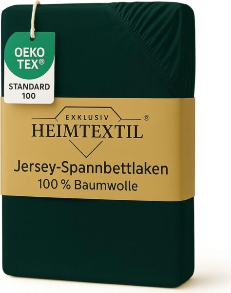 EXKLUSIV HEIMTEXTIL Marke Jersey Spannbettlaken 70 x 140 cm Dunkelgrün 100% Baumwolle Öko - Tex Zertifiziert Bed-Sheet Bettlaken Spannbetttuch Topper Leinentuch
