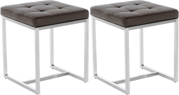 CLP 2er Set Sitzhocker Barci mit Polsterung und Edelstahlgestell,braun