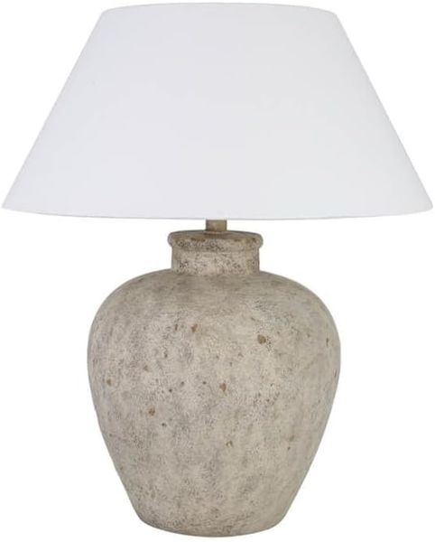 HOME DELUXE Große Tischlampe in Steinoptik LENE - Weiß