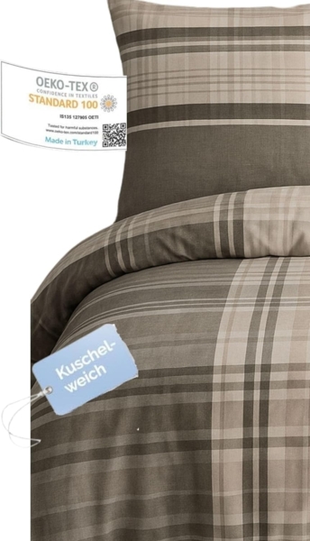 yadetextil Bettwäsche Bettwäsche 200x220 cm. 3 teilig set Modena V1, Renforce, 3 teilig, beige,100% Baumwolle/Renforcé,geometrisch gemustert,Modena V1 Bild 2