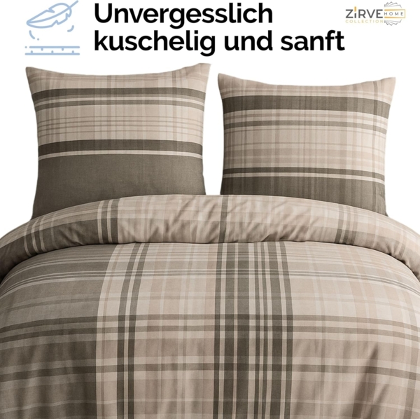 yadetextil Bettwäsche Bettwäsche 200x220 cm. 3 teilig set Modena V1, Renforce, 3 teilig, beige,100% Baumwolle/Renforcé,geometrisch gemustert,Modena V1 Bild 3