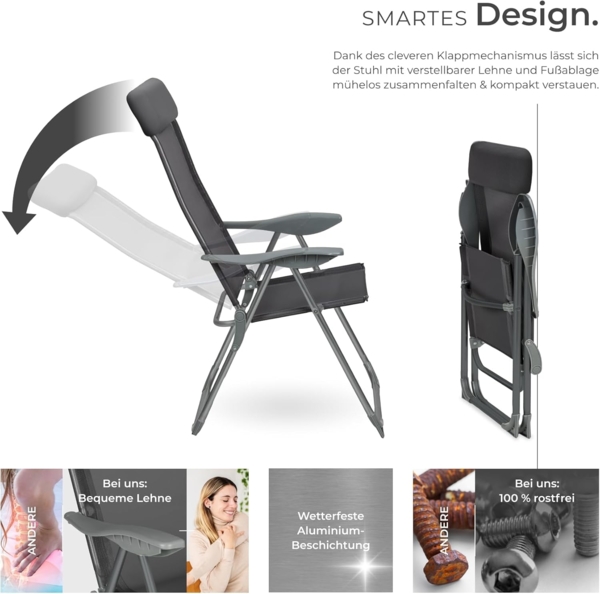tectake Gartenstuhl 4er Set Gartenstuhl (4er Set, 4 St), klappbar Bild 5