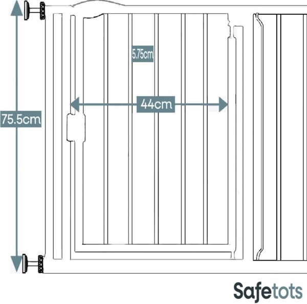 Safetots Druckmontage Selbstschließendes Treppengitter, 111cm - 118cm, Schiefergrau, Automatisch Schließendes Babygitter, Sicherheitsbarriere für Kleinkinder, Einfache Installation Bild 3