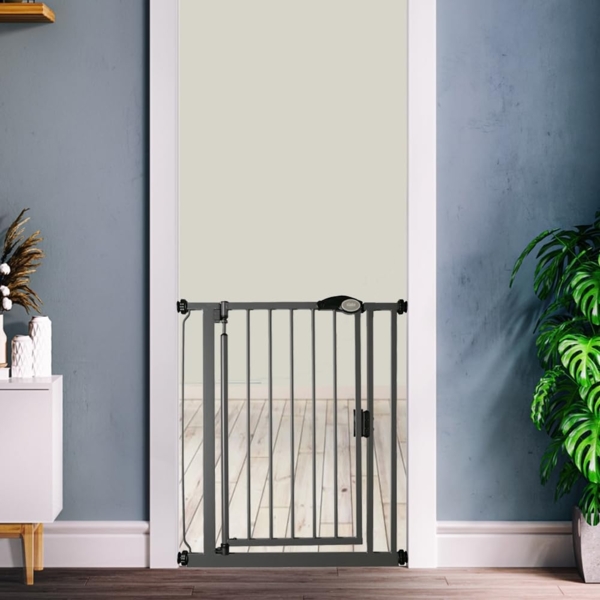 Safetots Druckmontage Selbstschließendes Treppengitter, 111cm - 118cm, Schiefergrau, Automatisch Schließendes Babygitter, Sicherheitsbarriere für Kleinkinder, Einfache Installation Bild 2