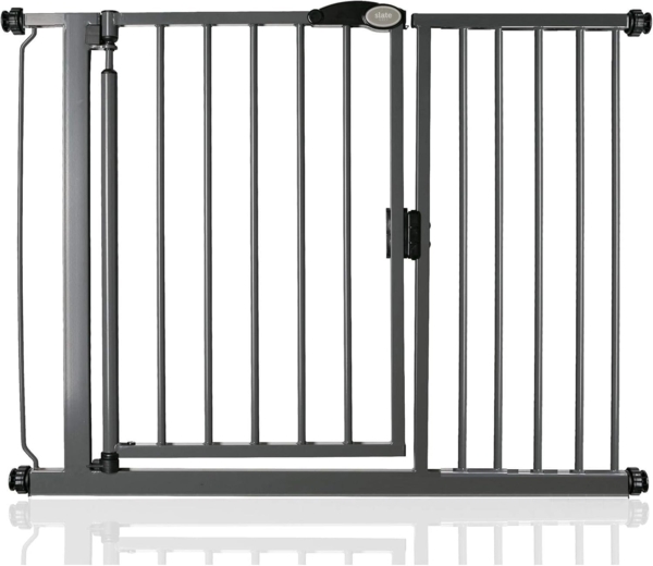 Safetots Druckmontage Selbstschließendes Treppengitter, 111cm - 118cm, Schiefergrau, Automatisch Schließendes Babygitter, Sicherheitsbarriere für Kleinkinder, Einfache Installation Bild 1