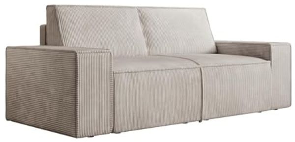 Vente-unique - AMELIA Sofa SamtStoff Beige - B 95 cm x H 85 cm x L 210 cm