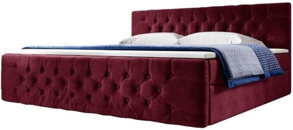 Boxspringbett Velutto mit Stauraum 200x200 Rot H2 (bis 70kg)