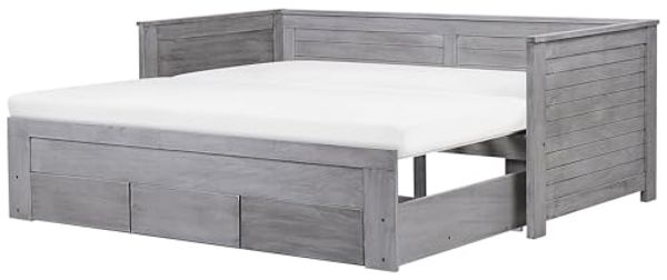 Tagesbett ausziehbar Holz grau Lattenrost 90x200 cm CAHORS