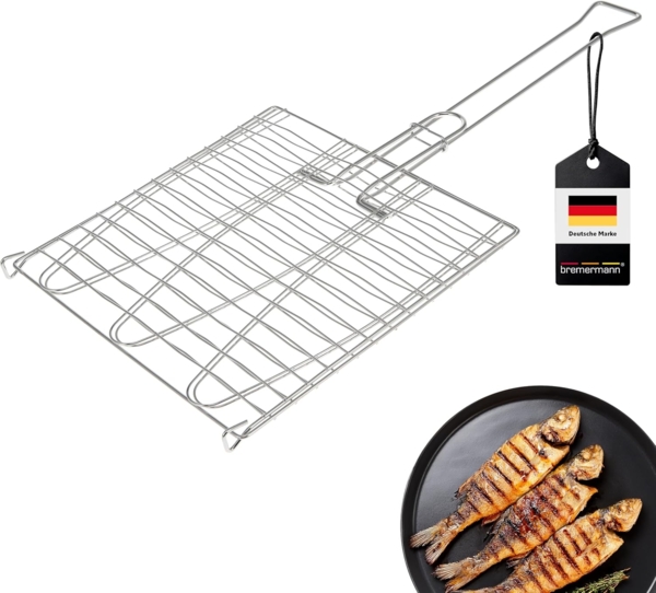 bremermann Grillguthalter Fischgriller 3fach // Edelstahl // ca. 59 x 27,5 cm // Fischbräter