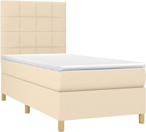 vidaXL Boxspringbett mit Matratze Creme 90x200 cm Stoff