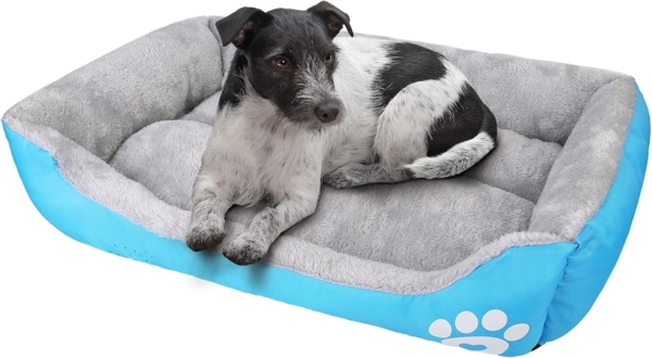 wuuhoo® Hundebett Lucky für kleine und mittelgroße Hunde - weich, waschbar, für Hund oder Katze, flauschig - hellblau, 45x30 cm