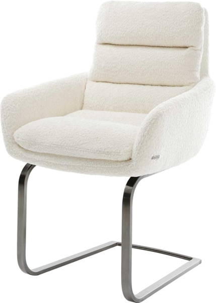 Freischwinger Abelia-Flex mit Armlehnen Bouclé Weiß Freischwinger flach Graphit