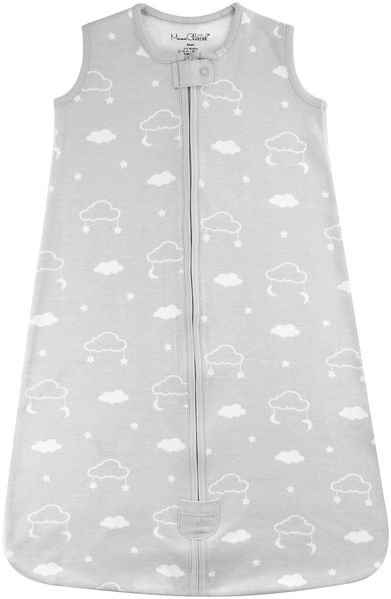 Baby Schlafsack 1. 0 TOG, Bio-Baumwolle, Tragbare Babydecke, Schlafsack mit 2-Wege-Reißverschluss, Ganzjahres-Baby-Schlafsack, Kleinkind Junge Mädchen Neugeborenes, Clouds, Medium (6-12 Months)
