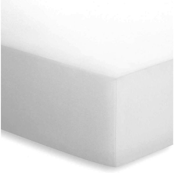 Schlafgut - Jersey-Elasthan Spannbetttuch für Matratzen / Wasserbetten bis 220cm und 25 cm Höhe, Größe: 140/160 x 190/200/210/220 cm, Farbe: 011 - Weiss