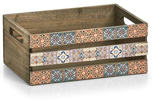 ZELLER 15192 Deko-Kiste MOSAIK aus Holz, ca. 32 x 22 x 13,5 cm