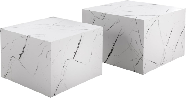 riess-ambiente Beistelltisch DICE 60cm weiß · quadratischer Wohnzimmertisch in Marmor-Design (Set, 2-St), Satztisch · Modern · montiert · Anstelltisch