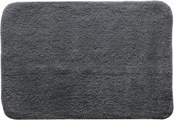 Spirella Badteppich Badematte Duschvorleger CAMPUS 100% Baumwolle Hochflor | flauschig | rutschhemmend | geeignet für Fußbodenheizung | 50x70 cm | Anthrazit