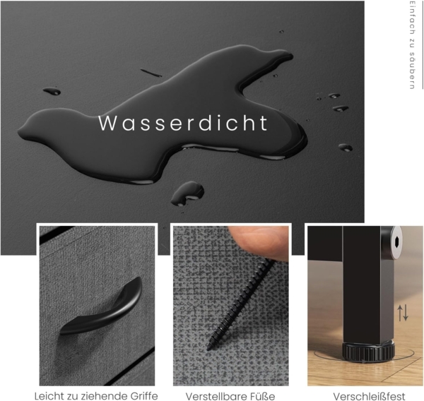 Sweetcrispy Kommode für Schlafzimmer, breite Schublade Kommode, 8 Stoffschubladen mit Griffen, Schubladen aus Stoff, Schrank, TV Stand für Schlafzimmer, Schrank, Wohnzimmer, Kinderzimmer Bild 6