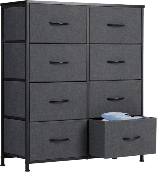 Sweetcrispy Kommode für Schlafzimmer, breite Schublade Kommode, 8 Stoffschubladen mit Griffen, Schubladen aus Stoff, Schrank, TV Stand für Schlafzimmer, Schrank, Wohnzimmer, Kinderzimmer Bild 1