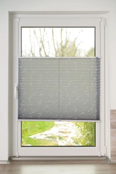K-home Klemmfix-Plissee, Elba Bedruckt Grau, 85x130 cm (B x L) Modern